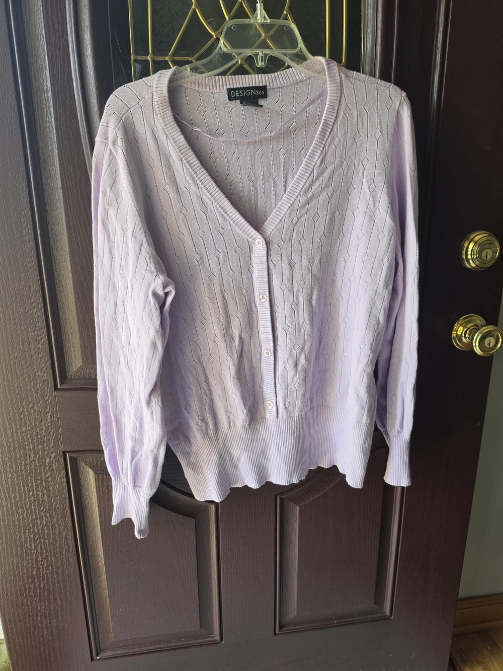 Design365 Lavender V-Neck Button Cardigan Sweater